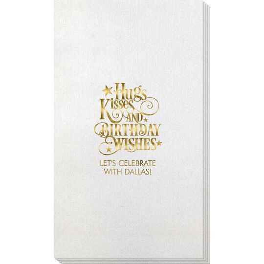 Hugs Kisses and Birthday Wishes Bamboo Luxe Guest Towels
